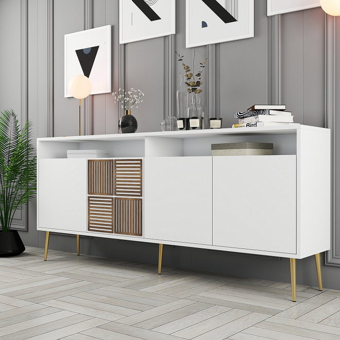 Hanah Home Milan Consola Blanco y Dorado